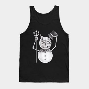 Snowman demon smiley drawing christmas skeleton. Tank Top